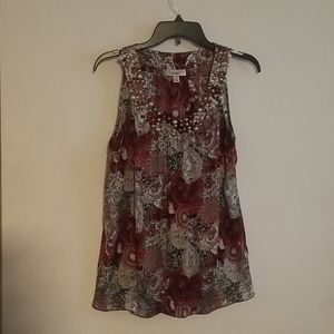 Beaded Red floral Dressy tank